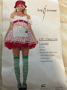 Leg Avenue Red & White Cherry Girl Peasant Dress Costume
